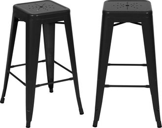 Rendez-Vous D&eacute;co Rendez-vous D&eacute;co - Set De 2 Taburetes Para Isla De Cocina En Metal Negro Mate 66 Cm - Indus