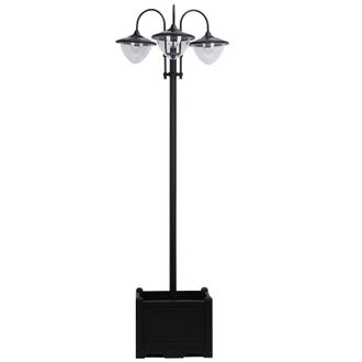 OUTSUNNY 3-head LED Solar Light Lamp Street Light Post with Planter Base - Black | TJ Hughes