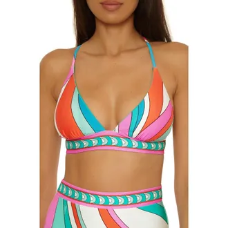 Trina Turk Apollo Reversible Halter Bikini Top in Multi at Nordstrom, Size 12