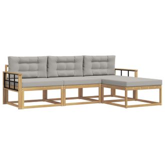vidaXL Conjunto De Sof&aacute;s De Exterior 4 Pcs Blanco Y Gris Claro Vidaxl