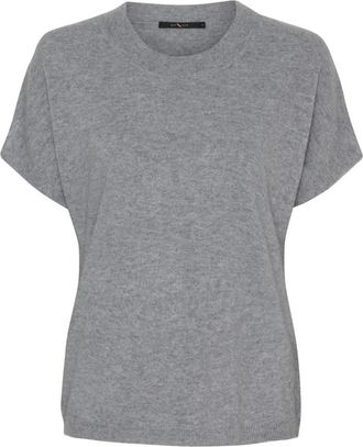BTF-CPH Fijngebreid T-shirt met ronde hals - Dames - Ronde hals truien - Grijs - S - Wol - Truien & Vesten