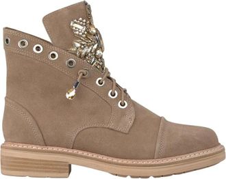 Alma En Pena Enkellaars met ornament - Dames - Veterlaarzen - Beige - 37 EU - Schoenen