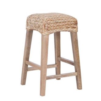 Jonathan Y Designs Maui Hyacinth/Wood Backless Stool, Woven Seat with Natural Wood Frame in Natural (25.5 Counter Stool) at Nordstrom, Size Small