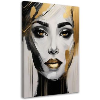 Artgeist Artgeist - Quadro su tela, Ritratto di donna Astratto Nero Oro Glamour - 80x120