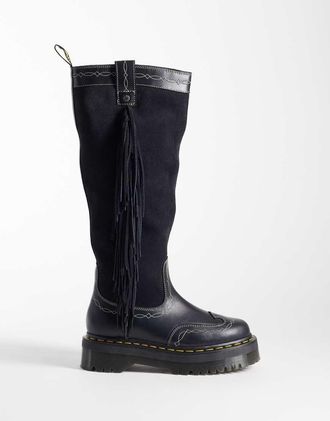Dr. Martens Rodeo - Stivali in camoscio neri con frange-Nero