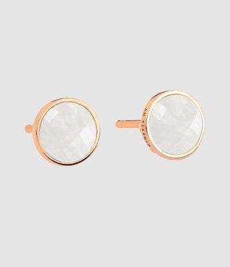 Ginette NY Boucles dOreilles Pixie Ever Disc Pierre de Lune Blanche Or Rose
