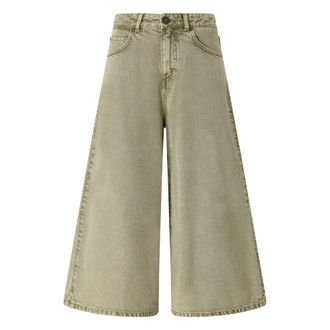 Pinko Bermuda in tela denim - Dames - Loose Fit Jeans - Groen - W28 - Denim - Jeans
