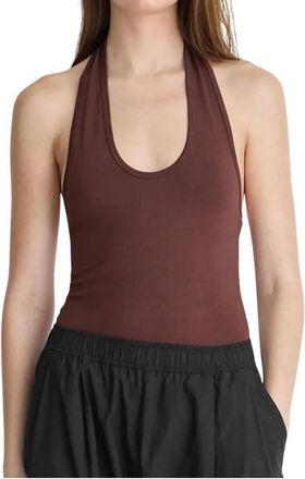 Apiece Apart Bodi Halter Bodysuit In Chocolate
