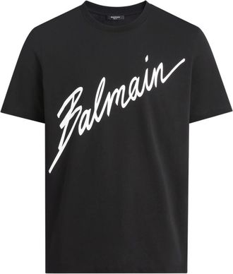 Balmain Gedruikt Handtekening T-shirt - Heren - T-shirts - Zwart - S - Katoen - Tops