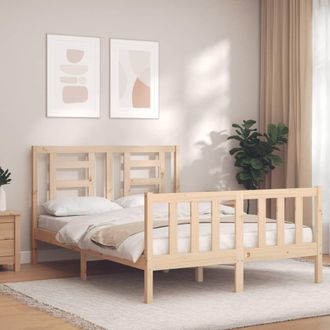 Berkfield Home Bed Frame with Headboard 140x200 cm Solid Wood in Brown