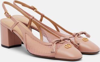 Valentino Garavani VLogo leather and mesh slingback pumps