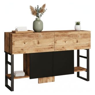 Dmora Consola Helene, Mesa Multiusos, Gabinete De Soporte, Escritorio De Pasillo, 139x43h84 Cm, Roble, Con Embalaje Reforzado - Dmora
