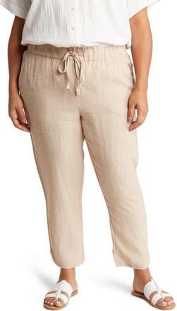 Caslon Tulip Hem Linen Pants in Tan Oxford at Nordstrom Rack, Size 1X