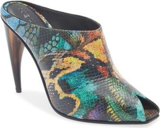 Alexander McQueen Horn Shaped Heel Peep Toe Mule in Sun at Nordstrom, Size 39.5