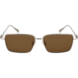 Ferragamo Gancini Evolution 57mm Rectangular Sunglasses in Gold/brown at Nordstrom Rack