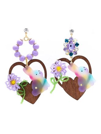 Amir Slama heart-motif drop earrings - Purple