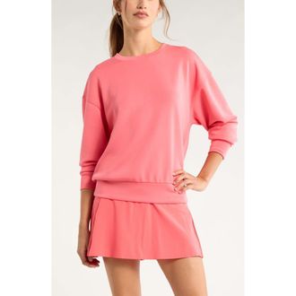 Zella Soft Luxe Boxy Crew Sweatshirt in Coral Sharon at Nordstrom, Size Xx-Large