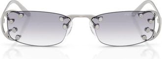 Prada 52mm Gradient Rectangular Sunglasses in Argento Nouveau /Clear Grey at Nordstrom
