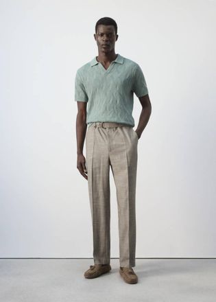 Mango Polo 100% cotone texture coste smeraldo - Uomo - XXL - MANGO MAN