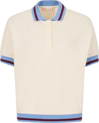 Marni Cropped Polo Shirt with Contrasting Ribbed Trims