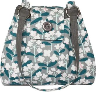 Earth Squared Grey & Green Floral Canvas Ava Bag Shoulder Bag with Matching Chunky Button (Grey & Green)