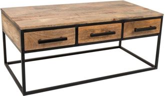Wanderlust Deco Wanderlust Deco - Mesa De Centro De Madera Y Metal Marr&oacute;n 119x61x48