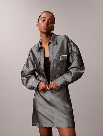 Calvin Klein Jeans Calvin Klein Womens Shine Denim Bomber Jacket - Grey - XS