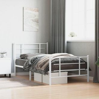 vidaXL Estructura Cama Sin Colch&oacute;n Con Estribo Metal Blanco 100x200 Cm Vidaxl