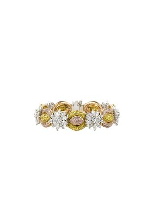 Bespoke 18ct white gold, white, yellow & pink fancy diamond bracelet