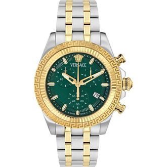 Versace Fornax Chronograph Bracelet Watch, 43mm in Two Tone at Nordstrom