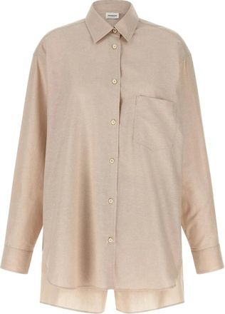 Andamane Overhemden, Dames, Beige, S, Tweed, Georgiana Set - Oversized Shirt + Boyfriend Boxer