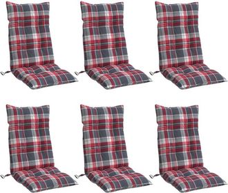 vidaXL Cojines Para Silla Respaldo Alto 6 Uds Tela Oxford Cuadros Rojo Vidaxl