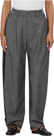 Co'Couture Jacky CC Pleat Pant - Dames - Wijde Broeken - Grijs - M - Wol - Broeken