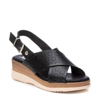 Xti Womens Polyurethane Wedge Sandals In Black