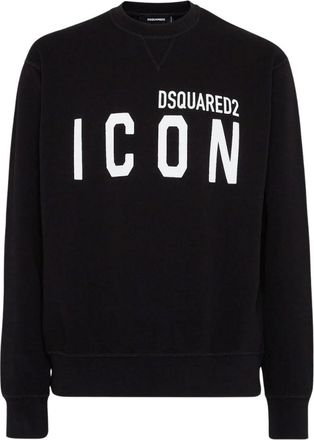 Dsquared2 Mens Black Crew Neck Sweatshirt Large White Icon Logo Cotton - Size X-Small