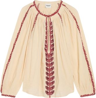Isabel Marant Isabel Marant &eacute;toile Lena Embroidered Cotton Blouse - Beige - 34 (UK6 / XS)
