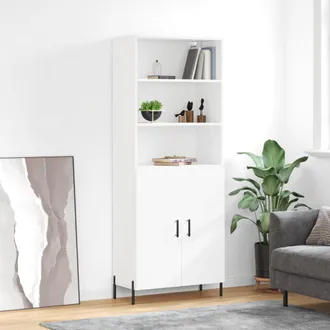 vidaXL Aparador Alto Madera Contrachapada Blanco 69,5x34x180 Cm Vidaxl