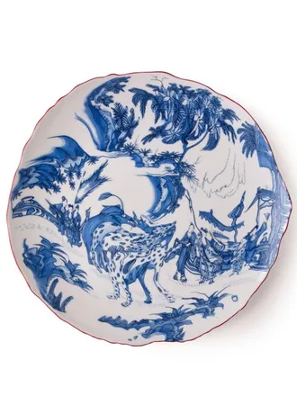 Seletti Classics op Acid Blu Chinoiserie dinerbord - Wit
