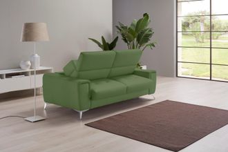 Egoitaliano Schlafsofa »Francine Designsofa, Loungesofa mit Dauerschlaffunktion, Breite 233 cm« mit Bettfunktion, Leder CAREZZA, sprite, Fussfarbe chrom