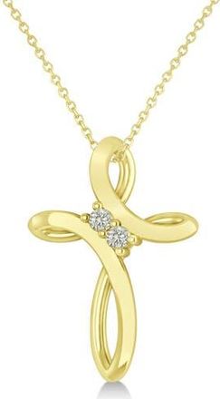 Allurez Diamond Two Stone Swirl Cross Pendant Necklace 14k in Yellow Gold at Nordstrom, Size 18