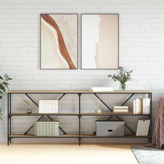 vidaXL Vidaxl - Mesa Consola Hierro Madera Ingenier&iacute;a Roble Sonoma 200x30x75 Cm