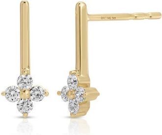 EF Collection Fleur Diamond Bar Stud Earrings in 14K Yellow Gold at Nordstrom