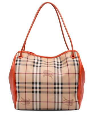 Burberry 2000-2017 kleine Haymarket Check Canterbury gecoate canvas shopper - Bruin