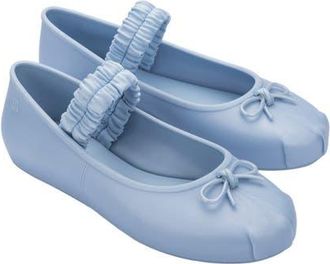 Melissa Sophie Scrunch Mary Jane Flat in Metallic Blue at Nordstrom, Size 10