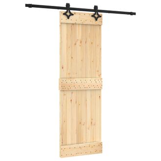 vidaXL Puerta Corredera Natural Y Negro 70 X 210 Cm Vidaxl