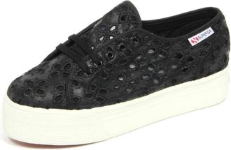 Superga 2790 Quatrefoil Embroidered Sneaker - Dames - Sneakers - Zwart - 41 EU - Leer - Schoenen