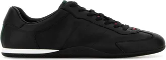 Gucci Black Solid Leather Sneakers
