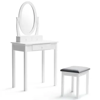 IDMarket Toeletta Con Specchio E Sgabello Betty