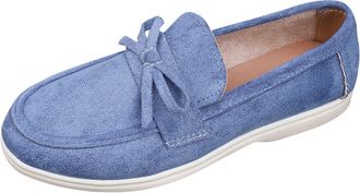 Generic Womens Slip On Shoes Casual Bow Walking Shoes Round Toe Solid Color Breathable Lightweight Comfy Classic Loafers Work Office Leisure Blue