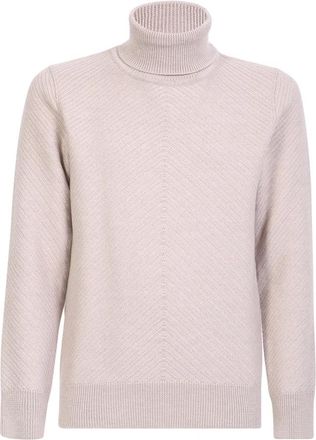 Lardini Col met hoge hals - Heren - Coltruien - Beige - XL - Wol - Truien & Vesten